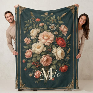 Vintage Floral Victorian Rose Bouquet Baby Nursery Sherpa Blanket