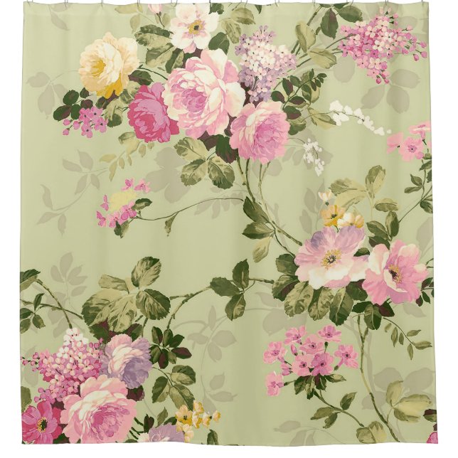 Vintage Floral Victorian Shower Curtain (Front)
