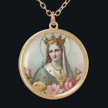 Vintage Floral Virgin Mary Necklace, Catholic Gold Plated Necklace<br><div class="desc">Vintage Floral Virgin Mary Necklace,  Catholic</div>