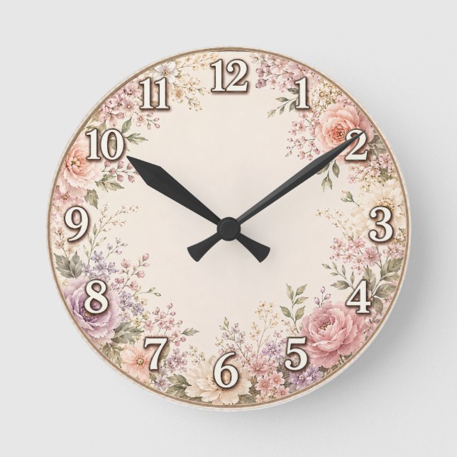 Vintage Floral Wall Clock (Front)