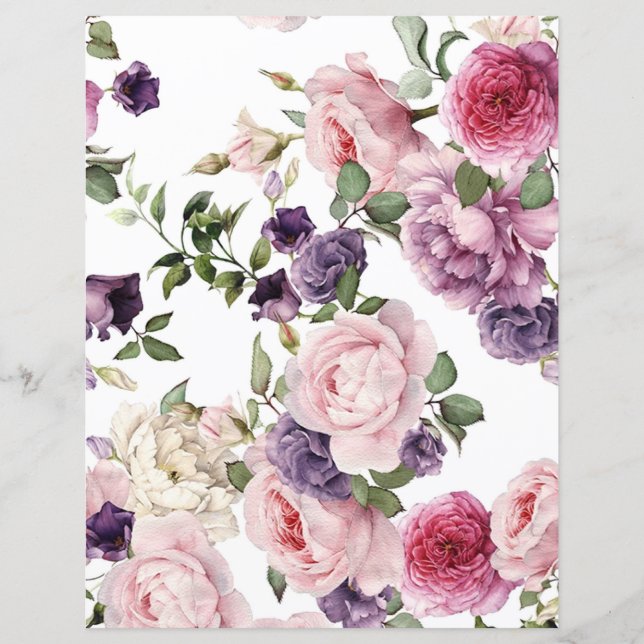 Vintage Floral Wallpaper Arts & Crafts Paper (Front)