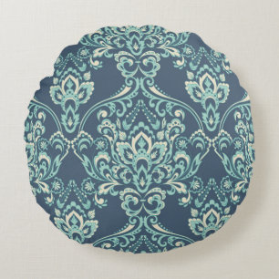 vintage floral wallpaper. Classic Baroque floral o Round Cushion