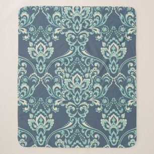 vintage floral wallpaper. Classic Baroque floral o Sherpa Blanket