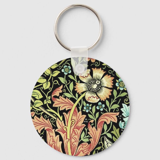Vintage Floral Wallpaper Key Ring (Front)