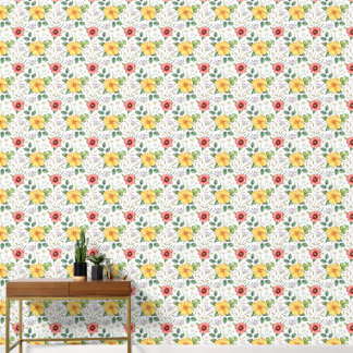 Vintage Floral Wallpaper, lagre flowers, AnyColor Wallpaper
