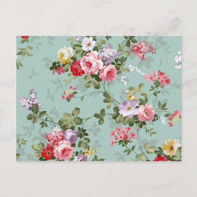 Vintage Floral Wallpaper Postcard (Front)