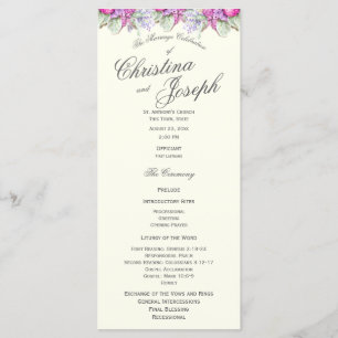 Vintage Floral Watercolor Bouquet Wedding Program