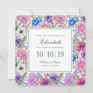 Vintage Floral Watercolor Peony - Bridesmaid Invitation