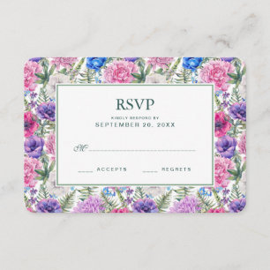 Vintage Floral Watercolor   Peony - Wedding RSVP Card