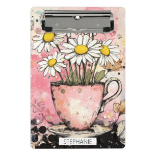 Vintage Floral Watercolor Polka Dot Art (6) Mini Clipboard