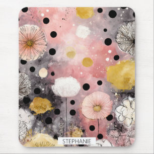 Vintage Floral Watercolor Polka Dot Art (8) Mouse Pad