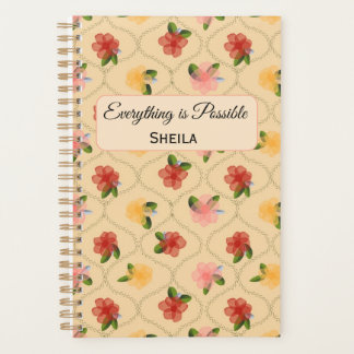 Vintage floral watercolour diamond Notebook Planner