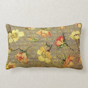 Vintage Floral Waves Lumbar Cushion