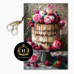Vintage Floral Wedding Cake Food Bakery Decoupage Tissue Paper<br><div class="desc">The image depicts an exquisite cake adorned with layers of smooth white frosting and dripping chocolate ganache. Topped with a vibrant assortment of fresh roses, berries, and small flowers, the cake radiates a rich and decadent appeal. The lush arrangement of pink and white roses, along with strawberries, raspberries, and blueberries,...</div>