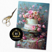 Vintage Floral Wedding Cake Food Bakery Decoupage