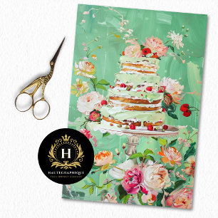 Vintage Floral Wedding Cake Food Bakery Decoupage Tissue Paper