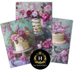 Vintage Floral Wedding Cake Food Bakery Decoupage Wrapping Paper Sheet<br><div class="desc">Creative & Unique Decoupage Tissue Paper using an array of textures,  patterns,  and vintage illustrations in vibrant,  muted,  colour palettes. Perfect for decoupage,  scrap booking,  and other paper craft.</div>