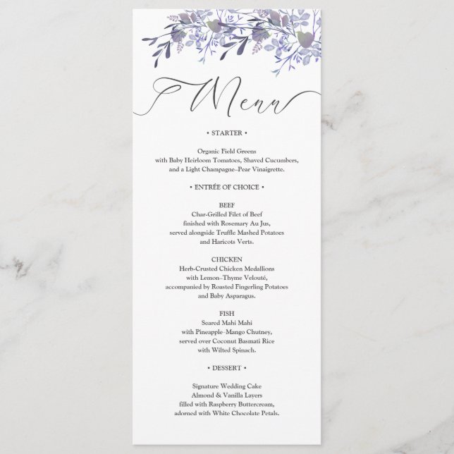 Vintage Floral Wedding Dinner Menu (Front)