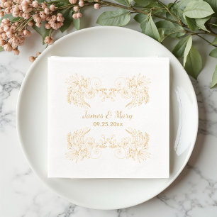 Vintage Floral Wedding Foil Napkins