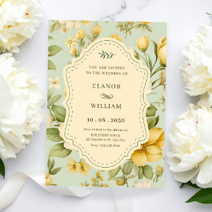 Vintage floral wedding invitation
