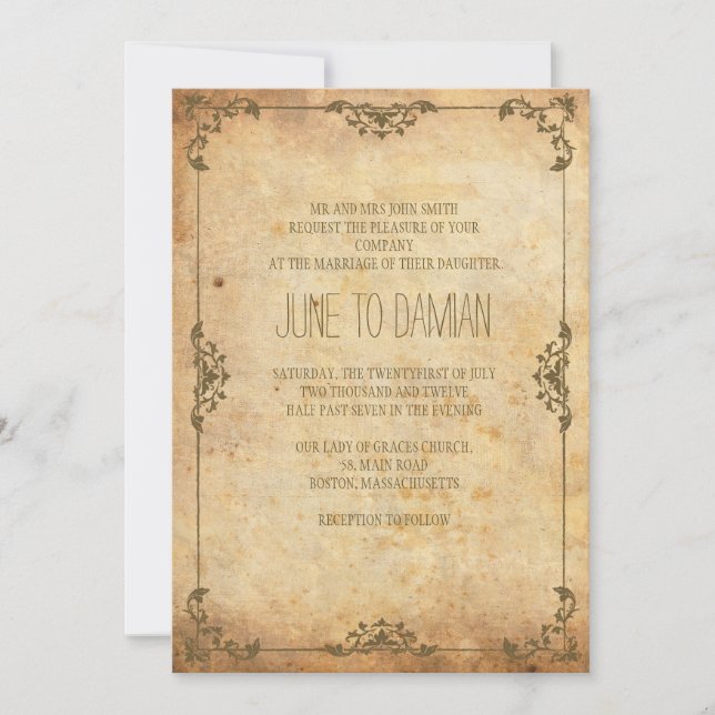 Vintage Floral Wedding Invitation (Front)