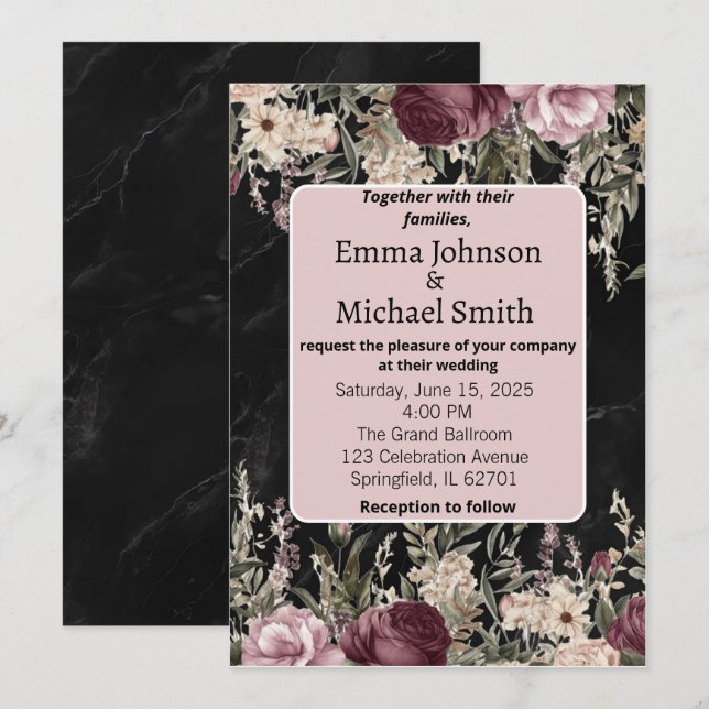 Vintage Floral Wedding Invitation (Front/Back)