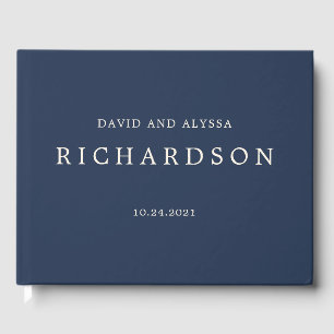 Vintage Floral Wedding Navy and Cream Guest Book