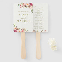 Vintage Floral Wedding Program Hand Fan