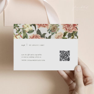 Vintage Floral Wedding RSVP Card with QR code