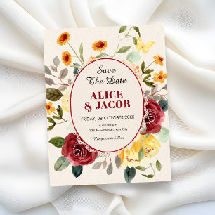 Vintage floral wedding save the date