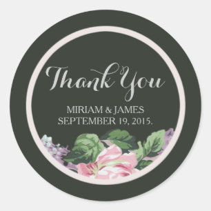 Vintage Floral Wedding Thank You Sticker