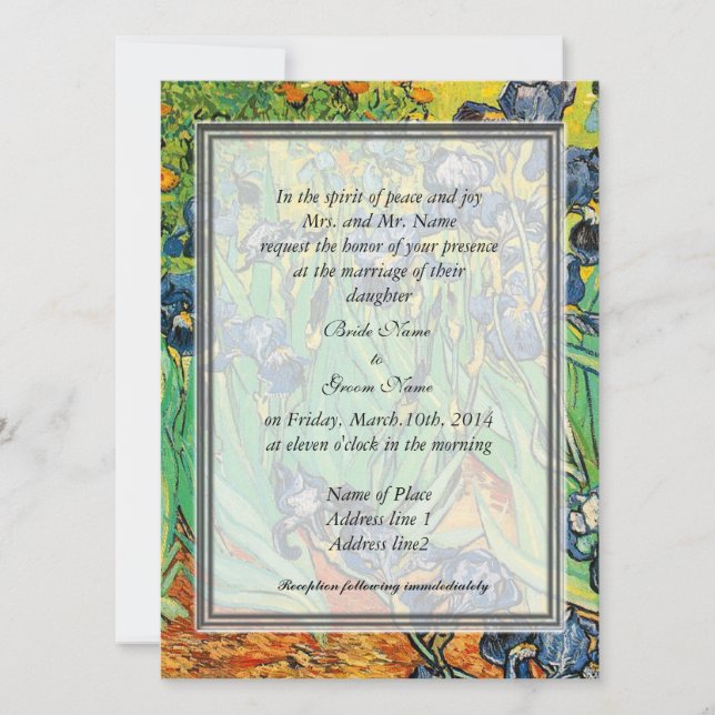 Vintage floral wedding, Van Gogh,Irises Invitation (Front)