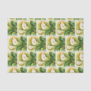 Vintage Floral White Magnolia Flowers Watercolor Tissue Paper
