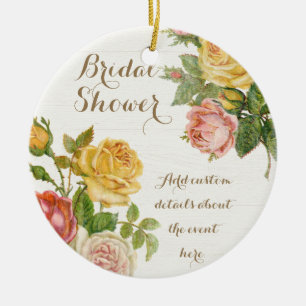 Vintage Floral Whitewash Spring Bridal Shower Ceramic Tree Decoration