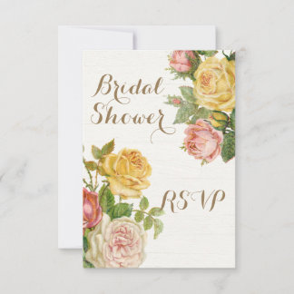 Vintage Floral Whitewash Spring Bridal Shower Invitation