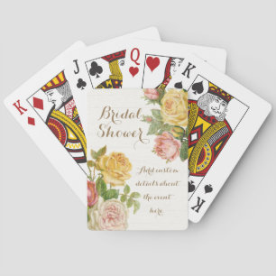 Vintage Floral Whitewash Spring Bridal Shower Playing Cards