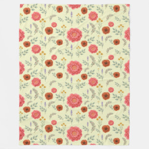 Vintage Floral Wildflower Pattern Fleec, 60" x 80" Fleece Blanket