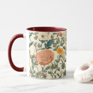  Vintage Floral Wildflowers And Poppies  Mug