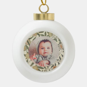 Vintage Floral William Morris Fruit Art Nouveau Ceramic Ball Christmas Ornament