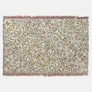 Vintage Floral William Morris Fruit Throw Blanket
