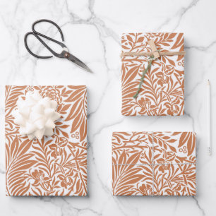 Vintage Floral William Morris Willow Bough Rust Wrapping Paper Sheet