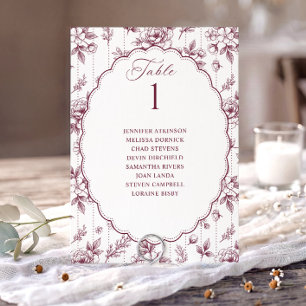 Vintage Floral Wine Red Wedding Seating Chart