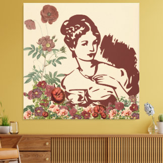 Vintage Floral Woman Canvas Print