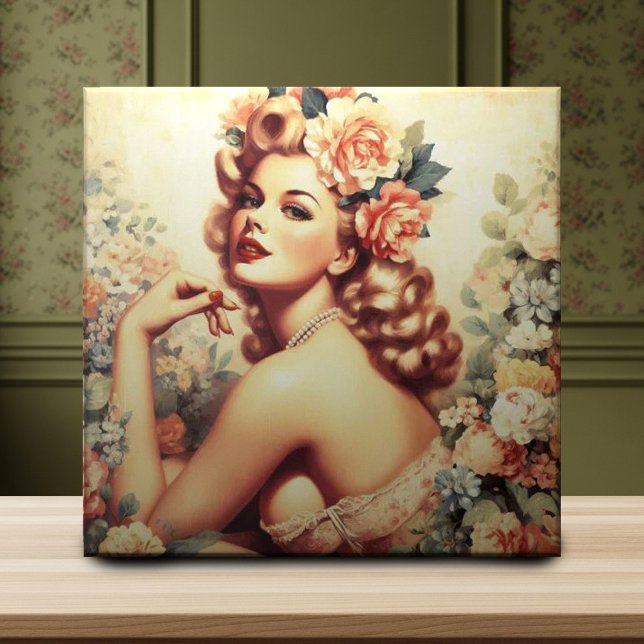 Vintage Floral Woman Ceramic Tile (Creator Uploaded)