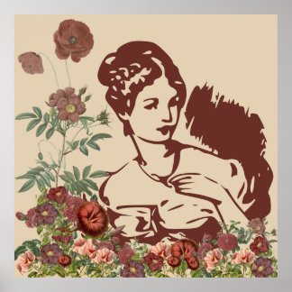 Vintage Floral Woman Poster