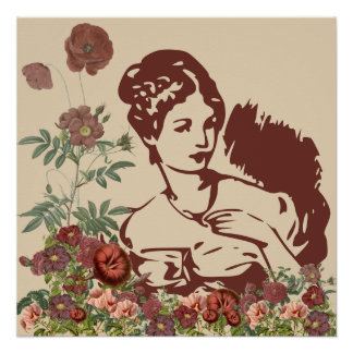 Vintage Floral Woman Poster