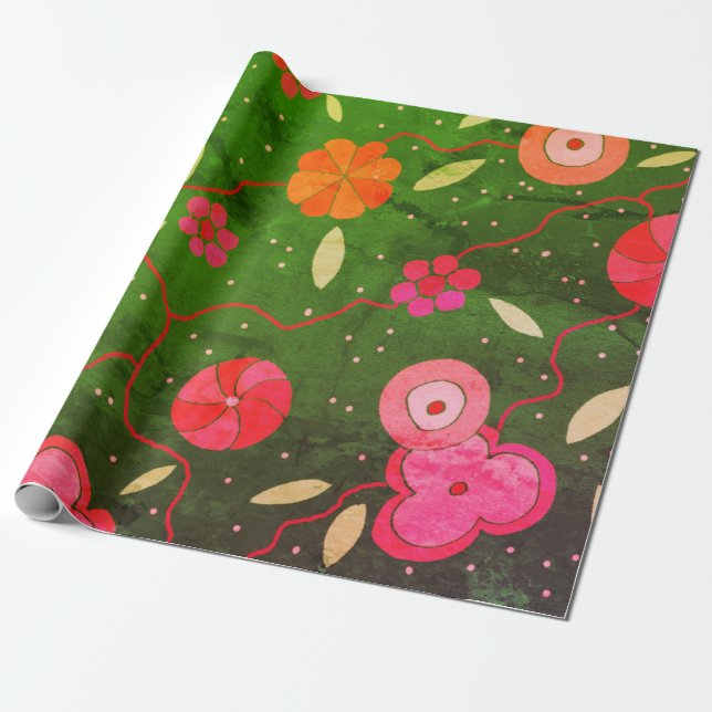 Vintage Floral Wrapping Paper (Unrolled)