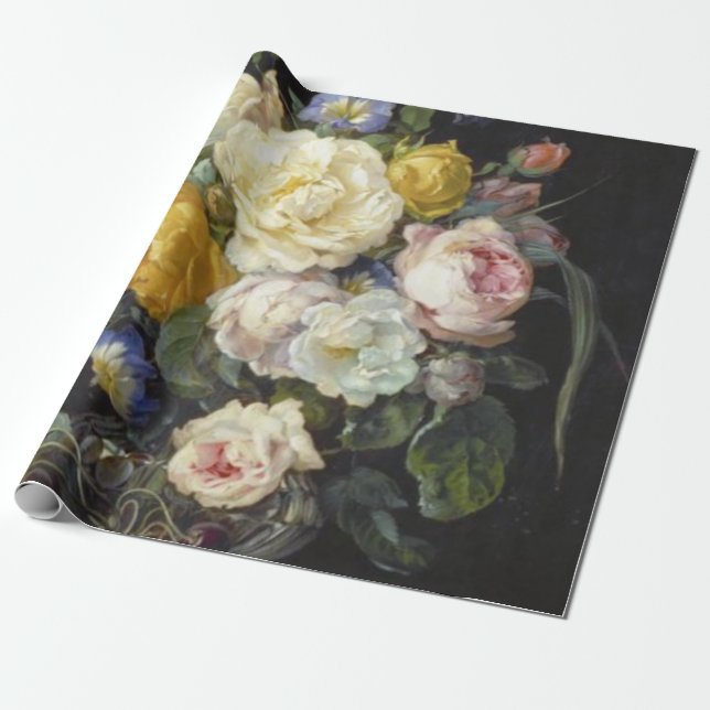 Vintage Floral Wrapping Paper (Unrolled)