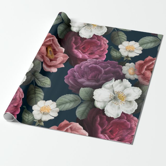 Vintage floral wrapping paper (Unrolled)