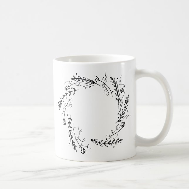 Vintage Floral Wreath Coffee Mug (Right)